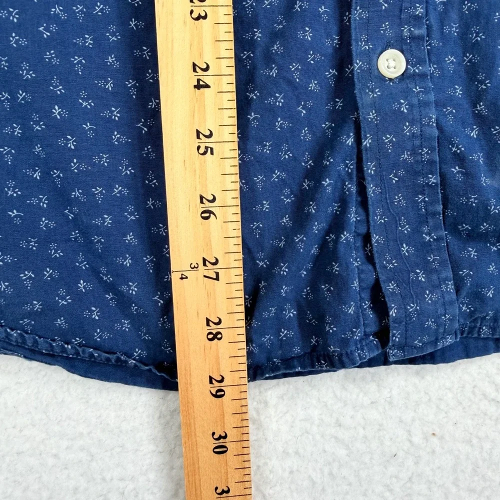 Banana Republic Button Down Shirt Mens Large Blue Slim Fit Floral Long Sleeve